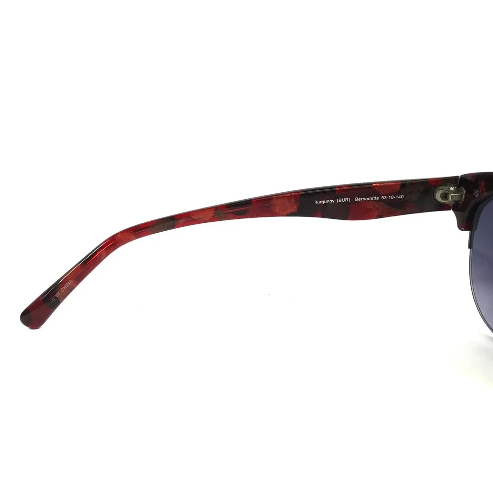Badgley Mischka Sunglasses Bernadetta BUR Burgundy Cat Eye Frames w/ Gray Lenses